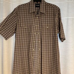 Wrangler Men's Casual Brown Checkered Shirt